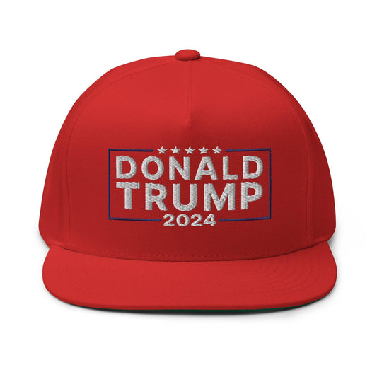 2024 Donald Trump 5 Panel Flat Bill Brim Snapback Hat Red