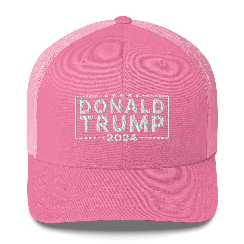 2024 Donald Trump Snapback Trucker Hat Pink