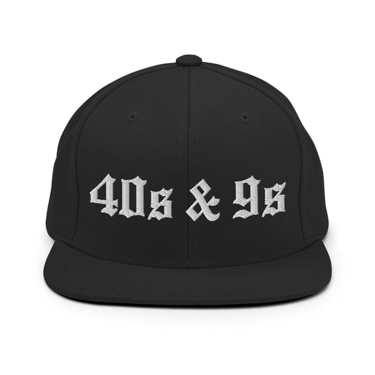 40s & 9s Old English Snapback Hat Black