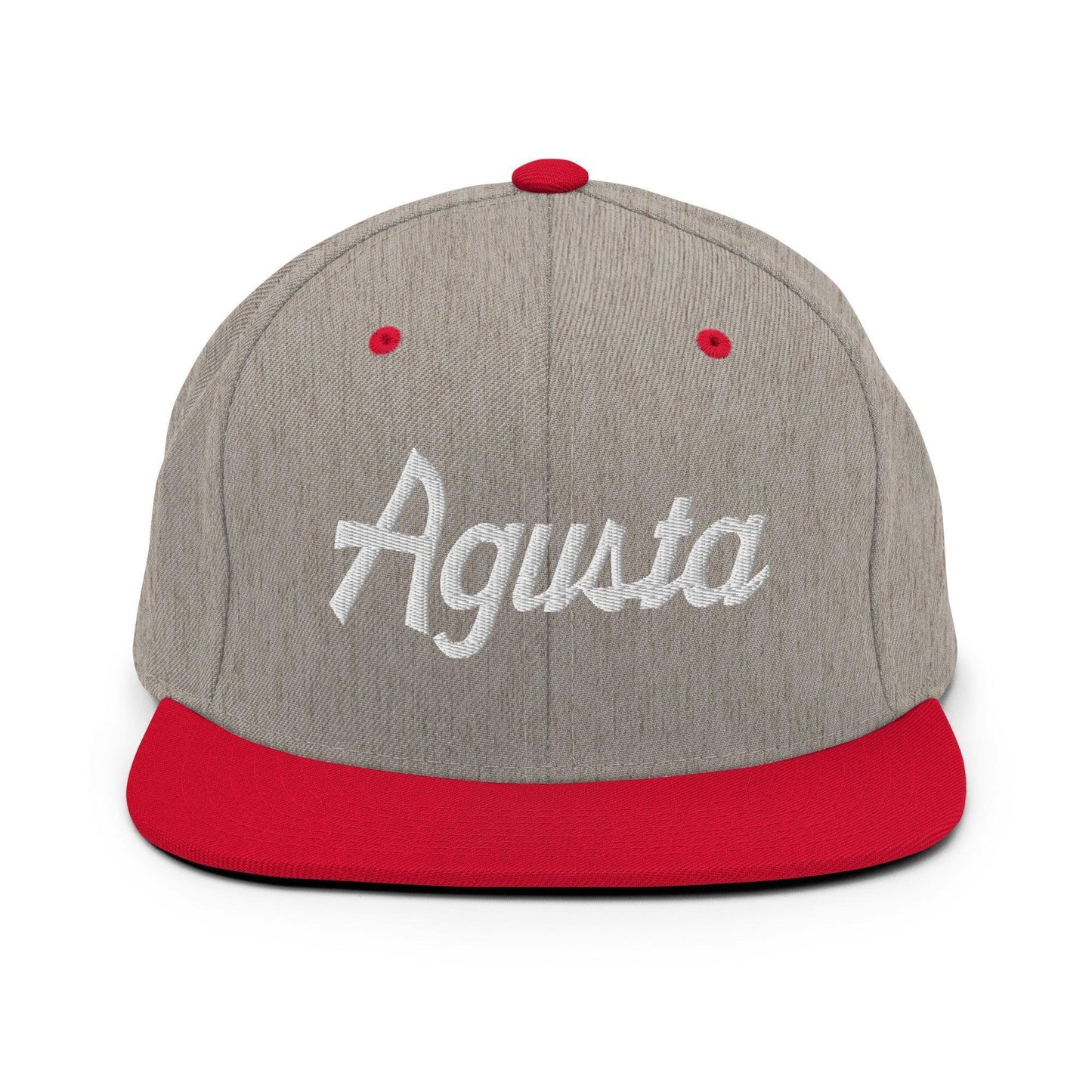 Agusta Script Snapback Hat Heather Grey/ Red