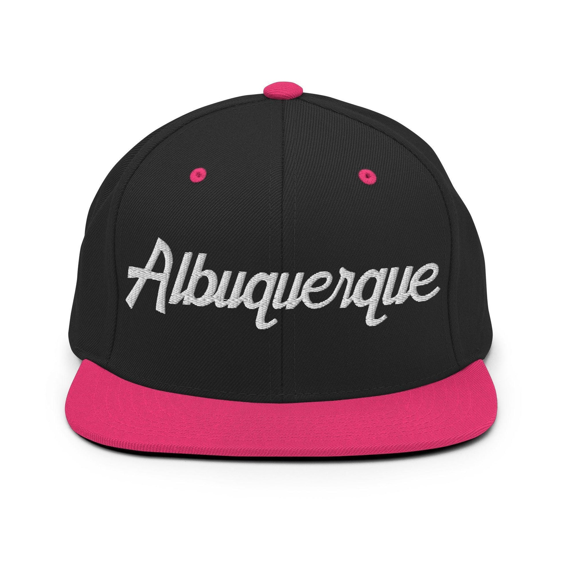 Albuquerque Script Snapback Hat Black/ Neon Pink
