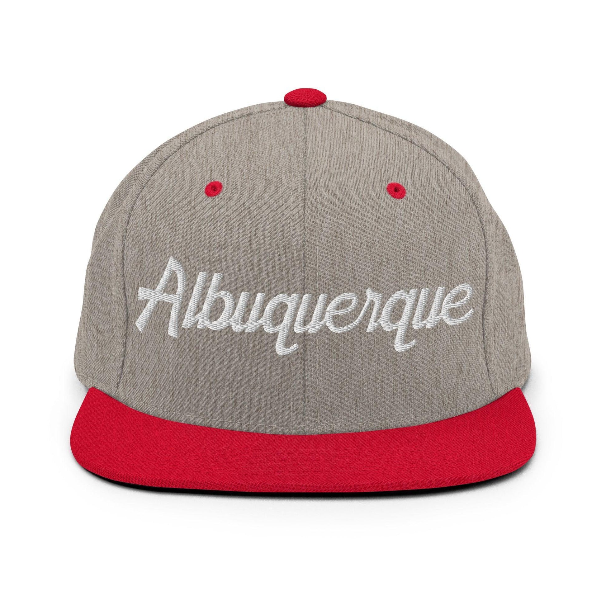 Albuquerque Script Snapback Hat Heather Grey/ Red
