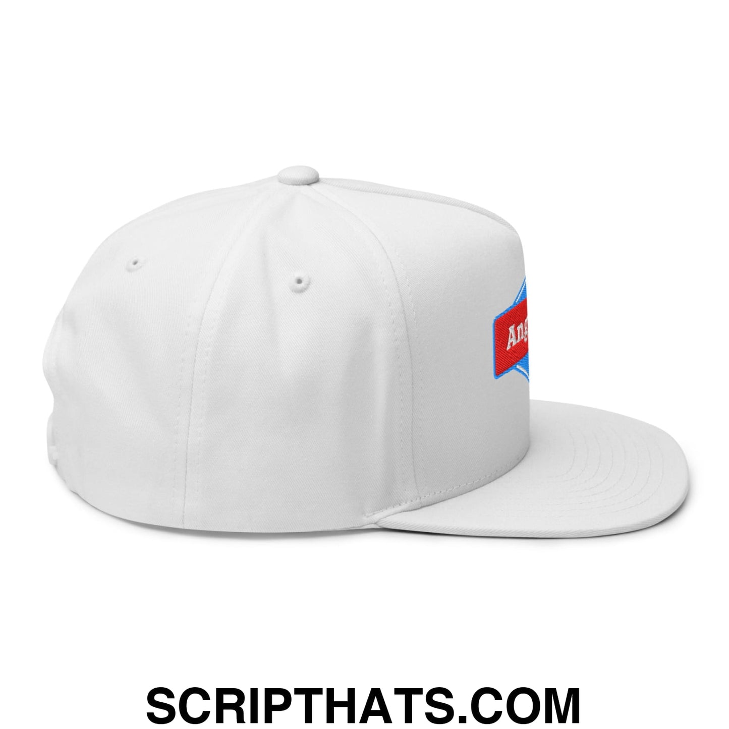 Angry Dad Embroidered Flat Brim Bill 5 Panel Snapback Hat White