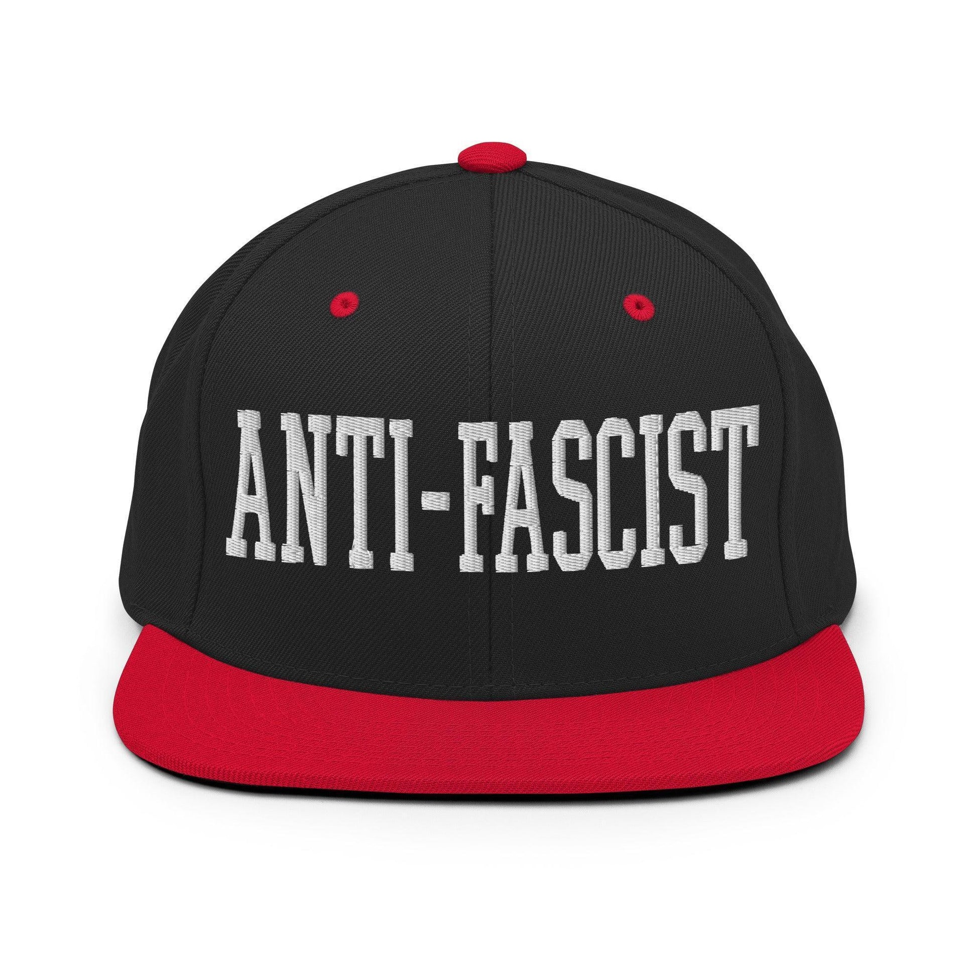 Anti-Fascist Block Snapback Hat Black/ Red