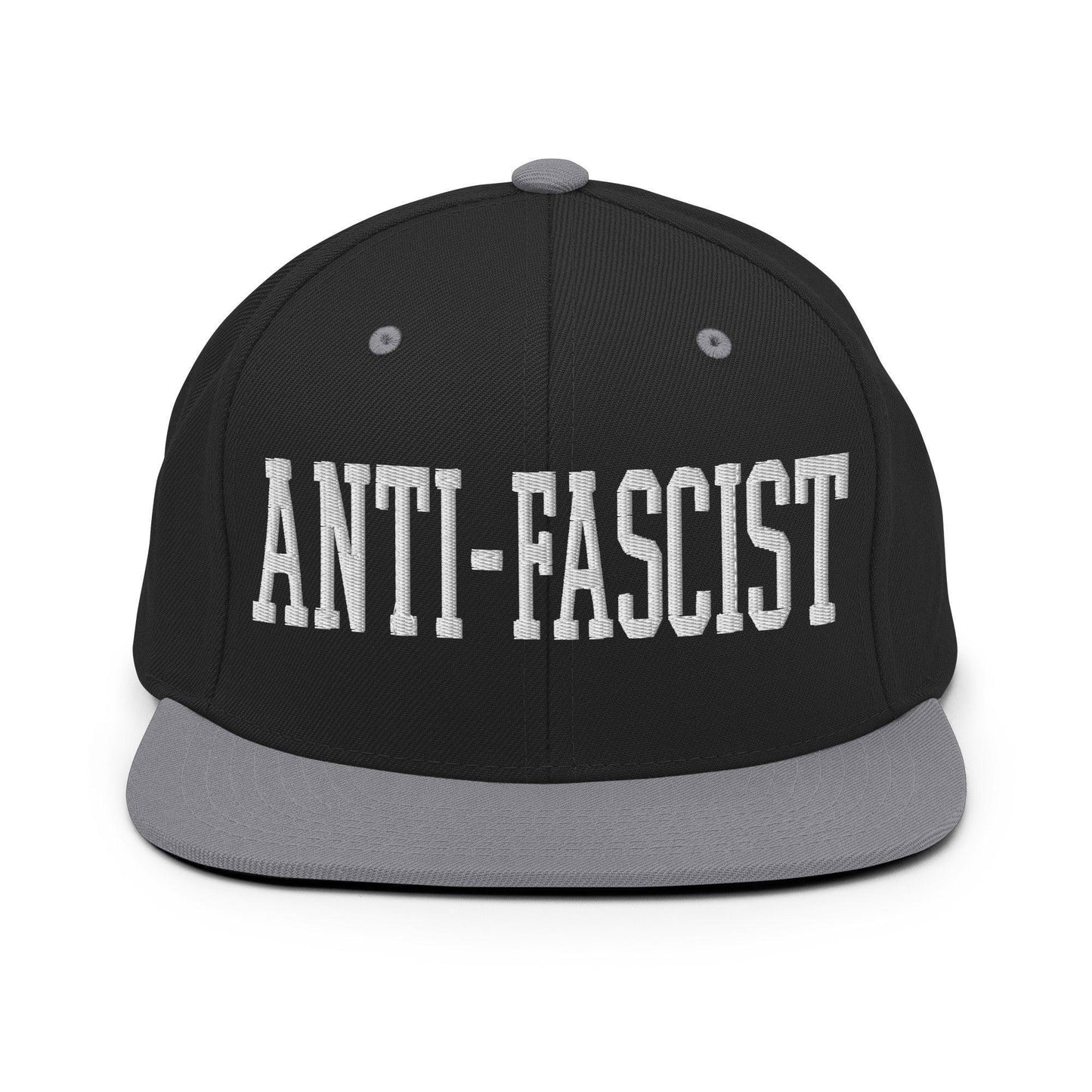 Anti-Fascist Block Snapback Hat Black/ Silver