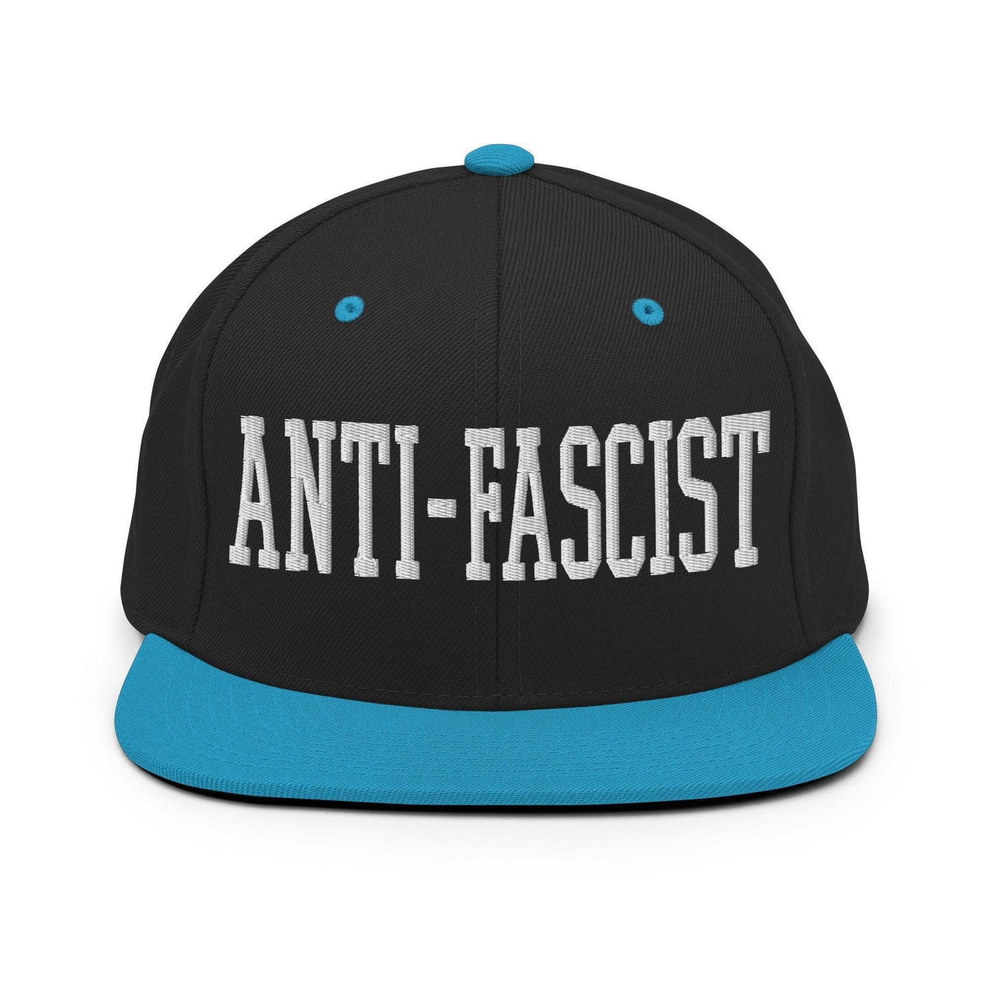 Anti-Fascist Block Snapback Hat Black/ Teal