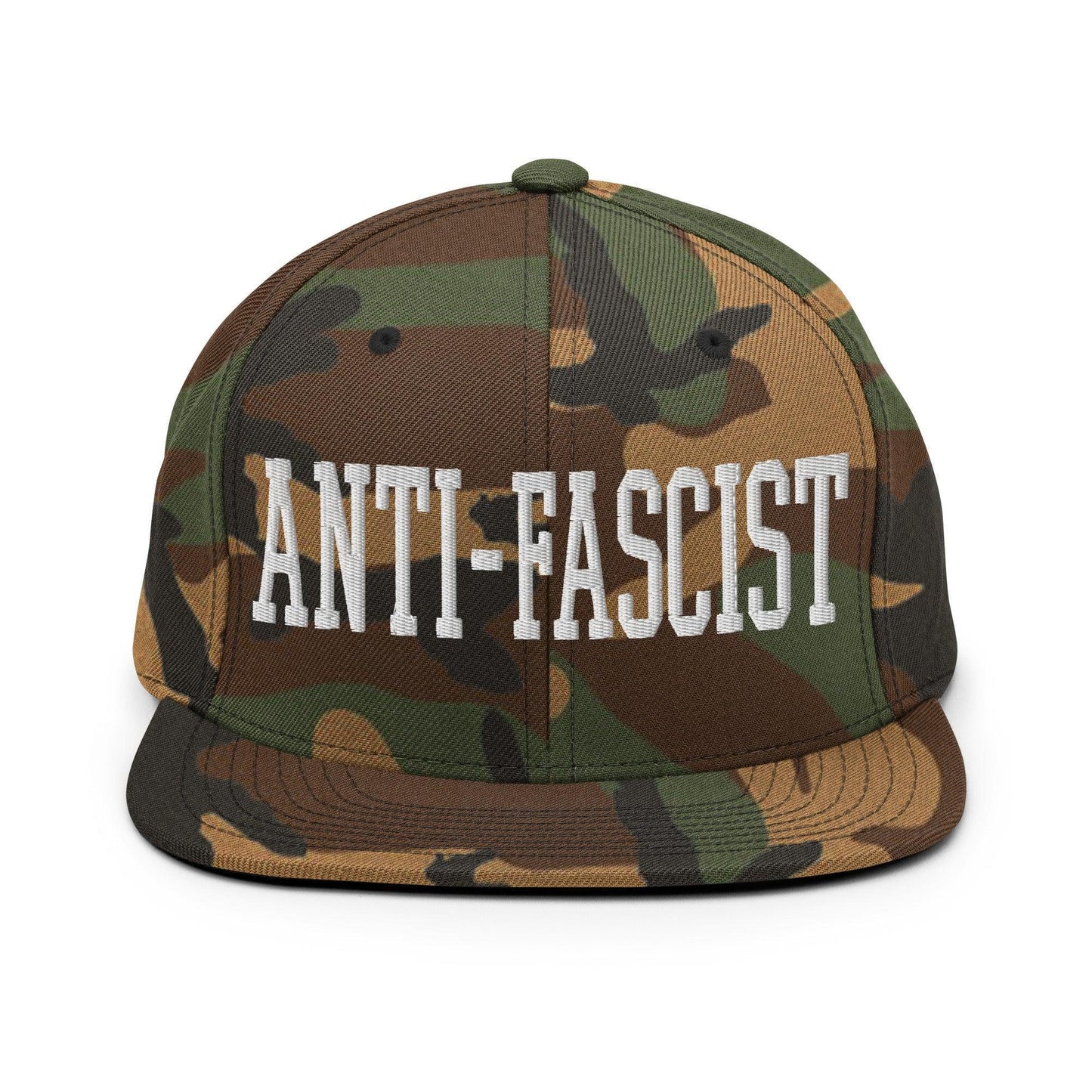 Anti-Fascist Block Snapback Hat Green Camo