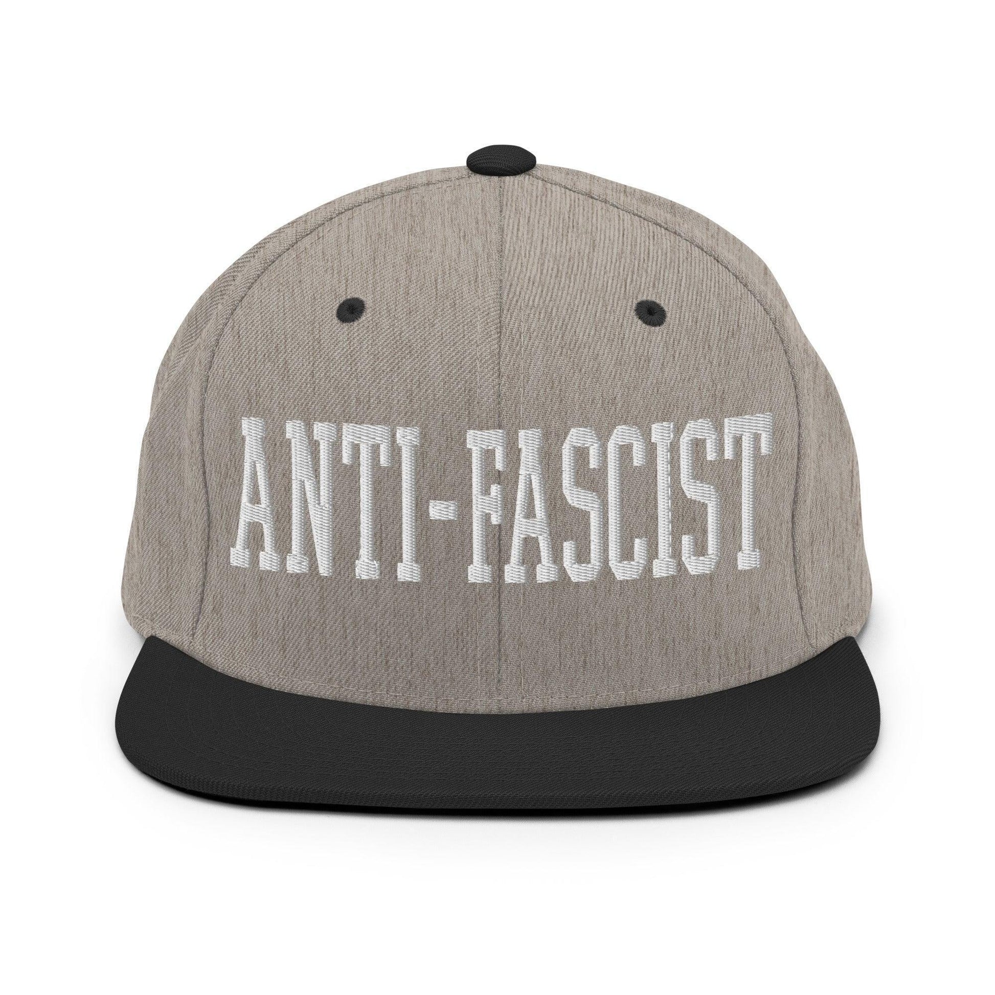 Anti-Fascist Block Snapback Hat Heather/Black