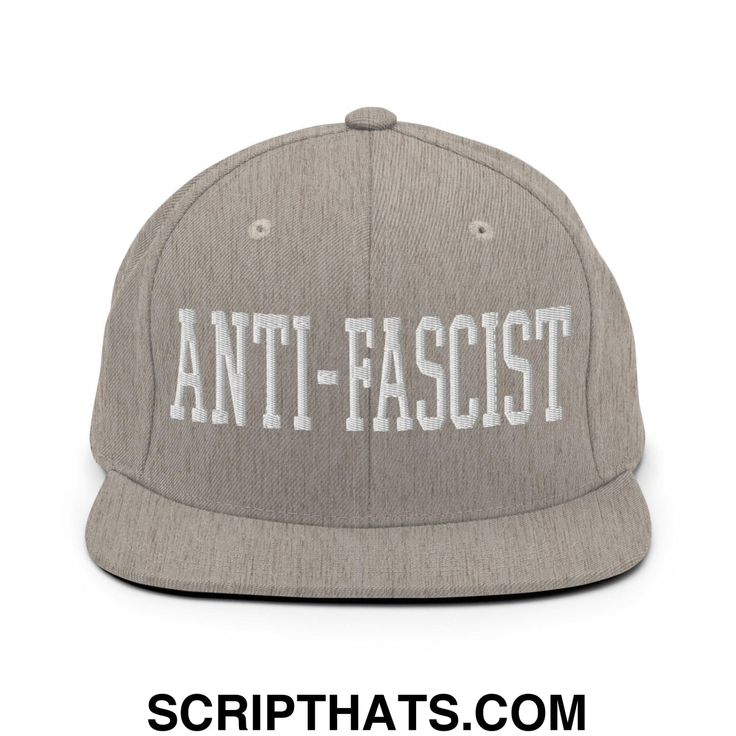 Anti-Fascist Block Snapback Hat Heather Grey