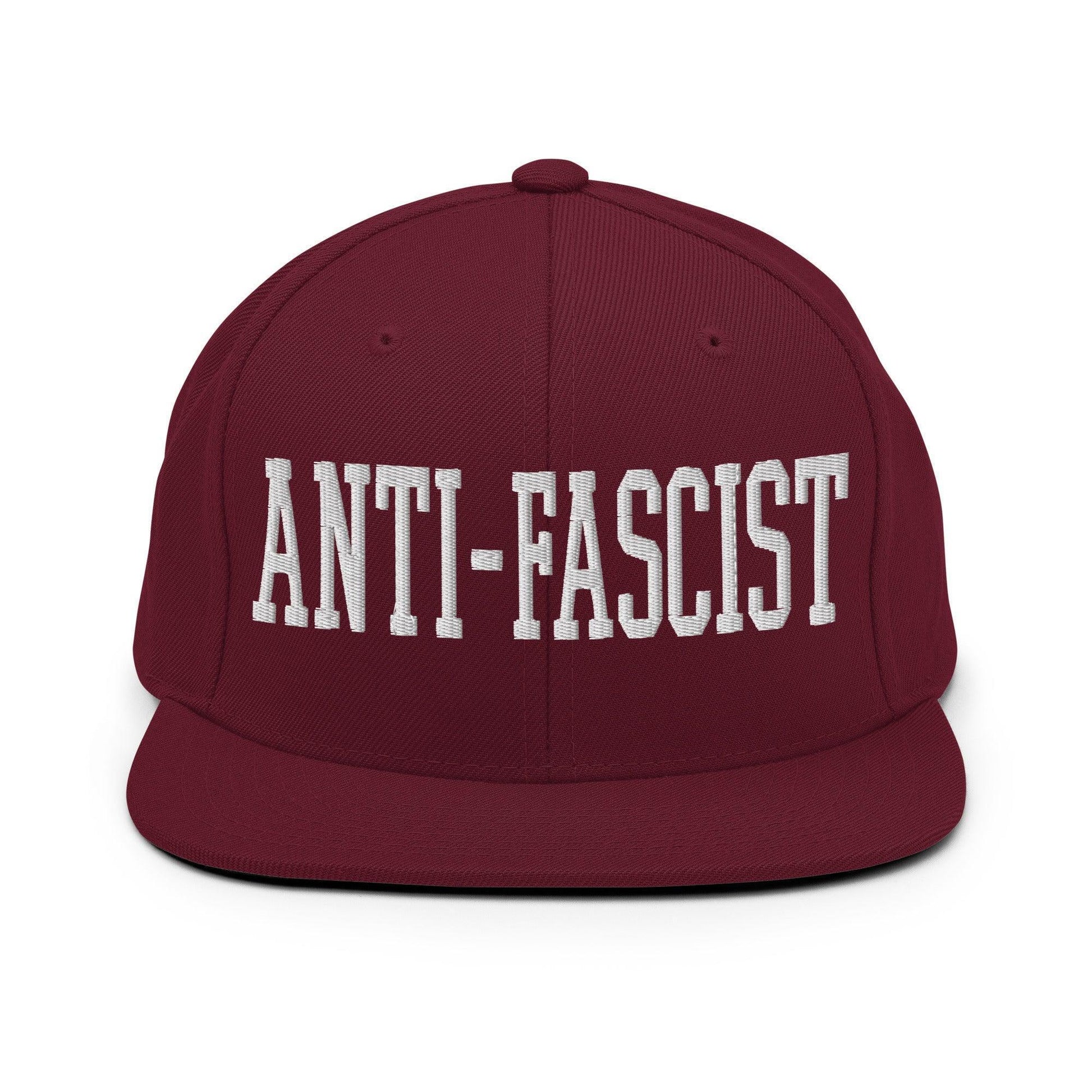 Anti-Fascist Block Snapback Hat Maroon