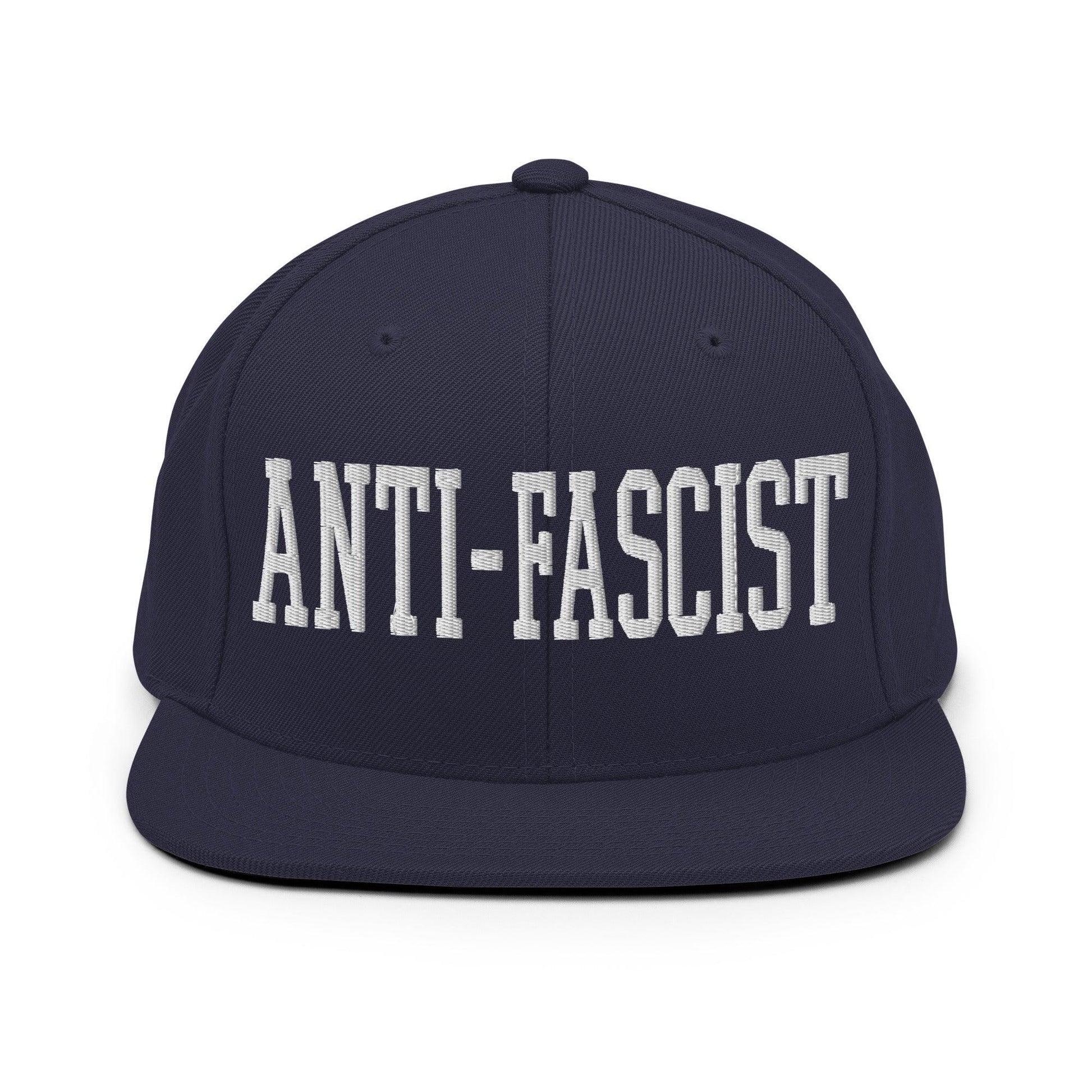 Anti-Fascist Block Snapback Hat Navy
