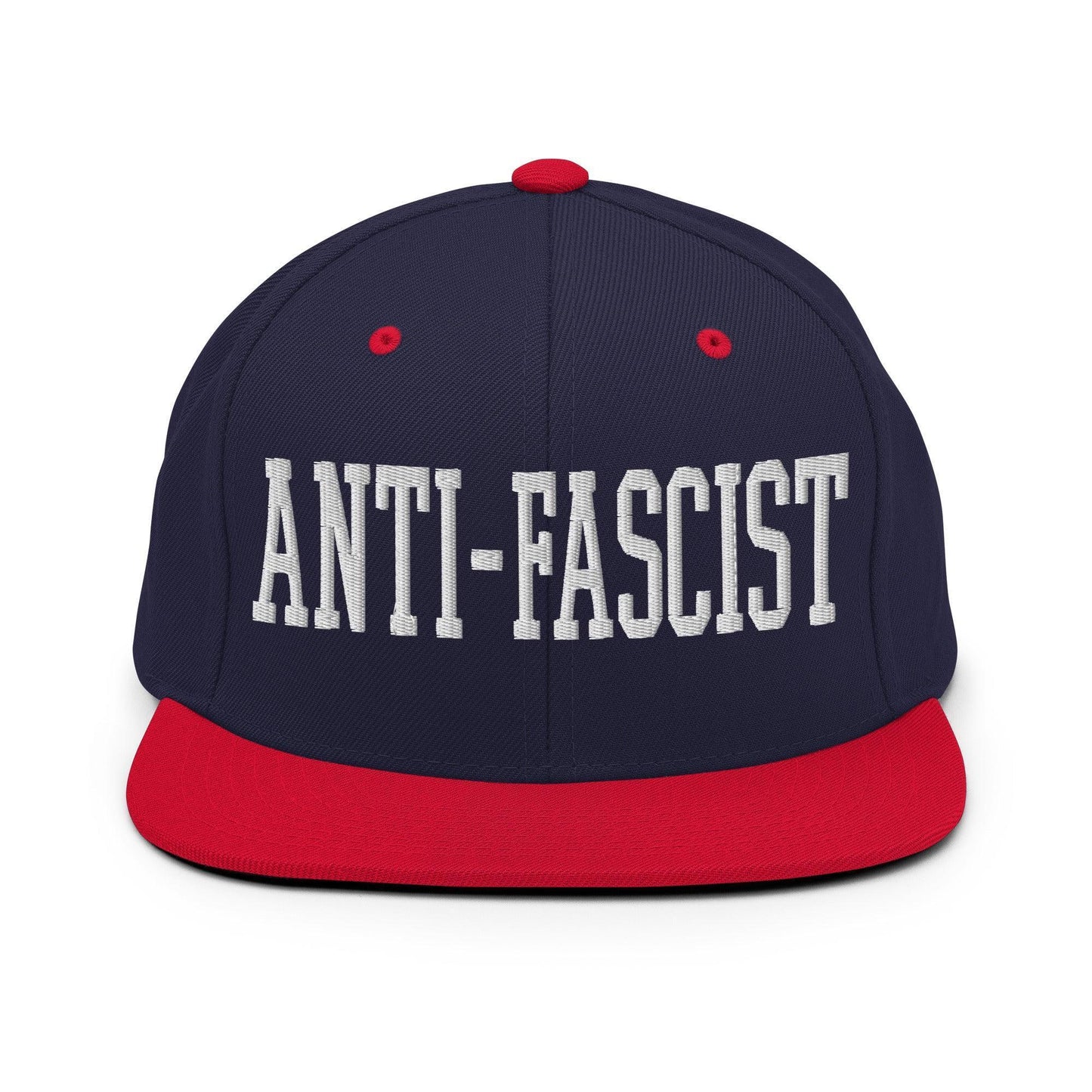 Anti-Fascist Block Snapback Hat Navy/ Red