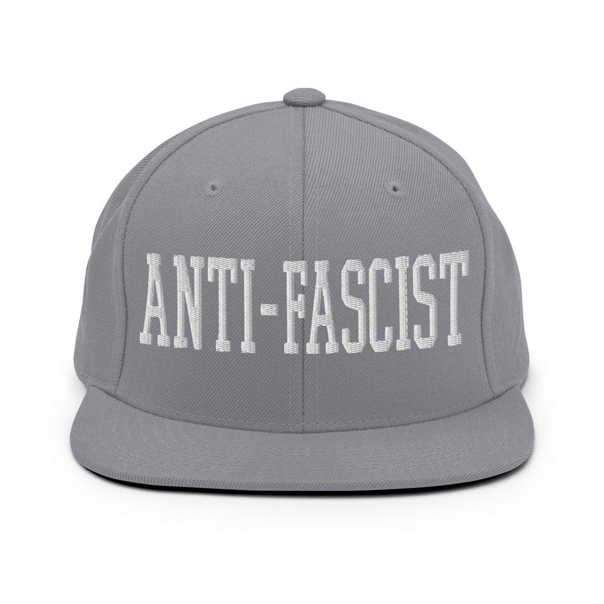 Anti-Fascist Block Snapback Hat Silver
