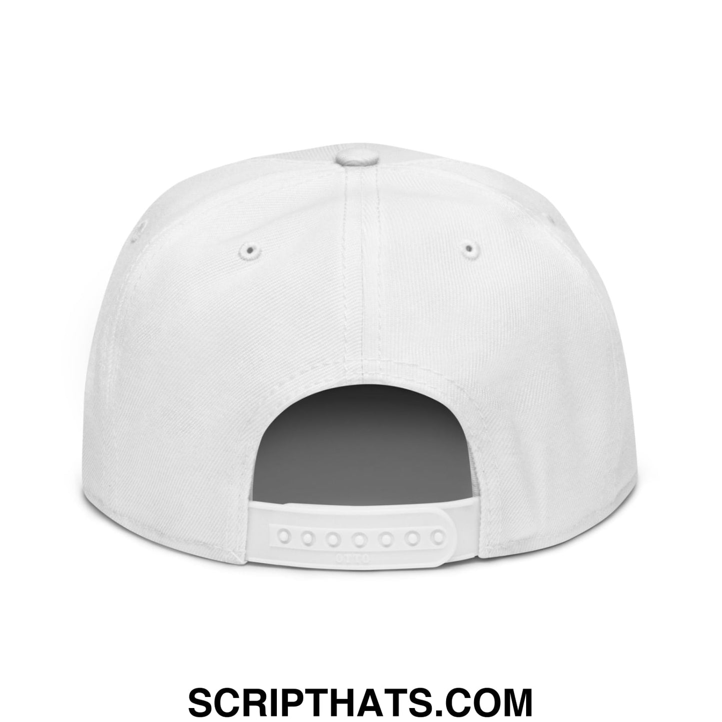 Augusta Vintage Sports Script Embroidered Flat Brim Bill Snapback Hat White