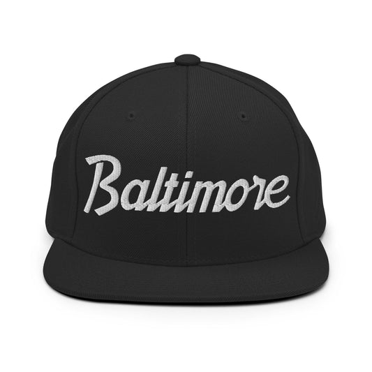Baltimore Script Snapback Hat Black
