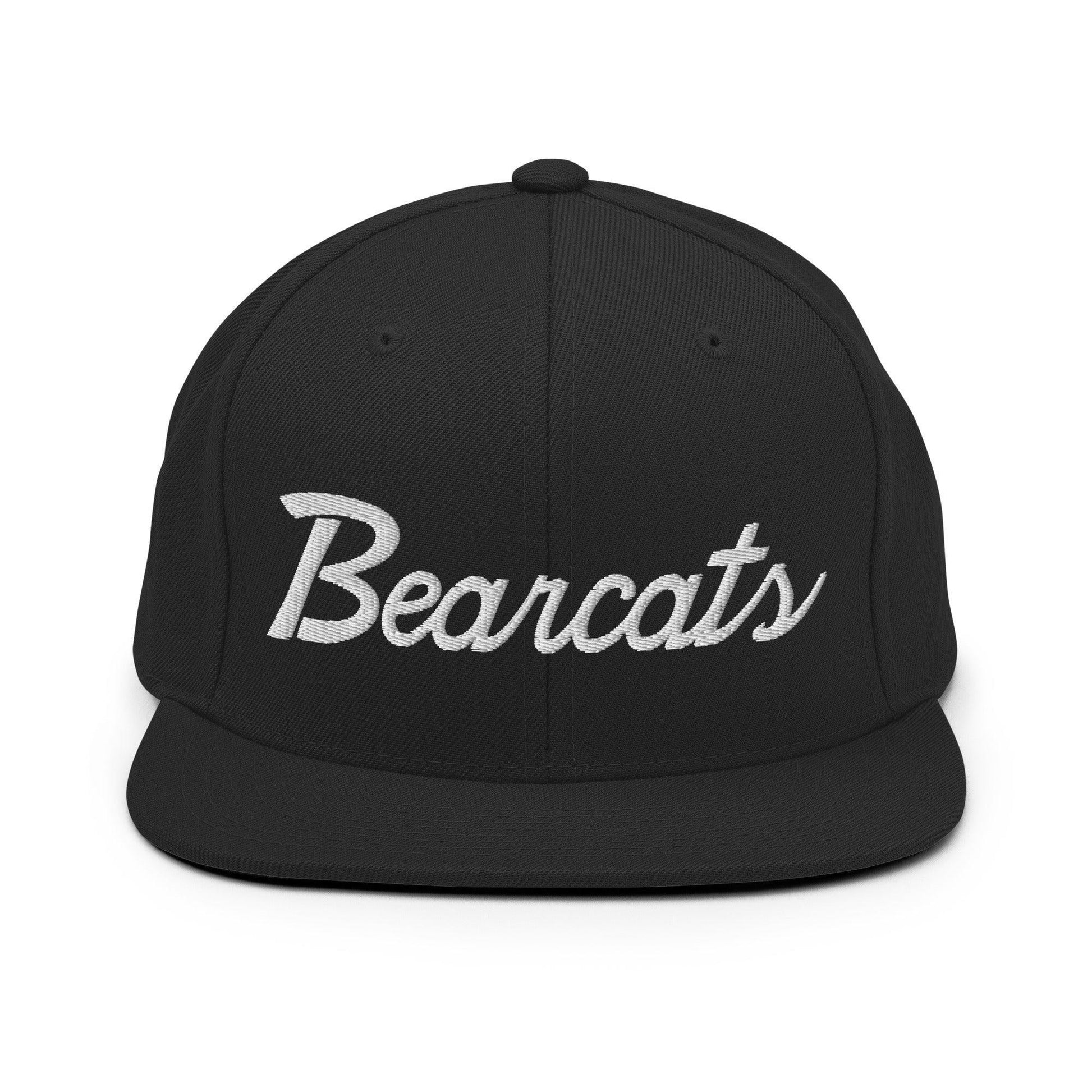 Bearcats School Mascot Script Snapback Hat Black