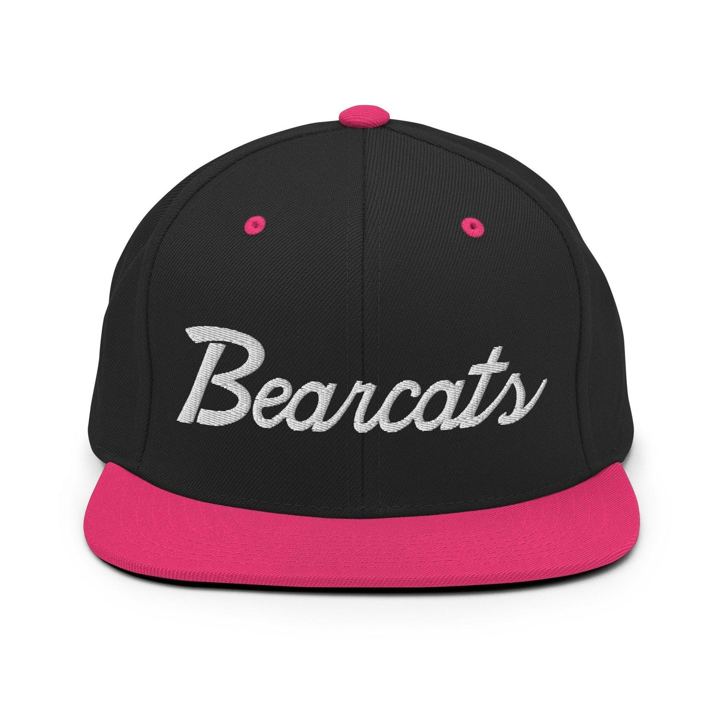 Bearcats School Mascot Script Snapback Hat Black/ Neon Pink