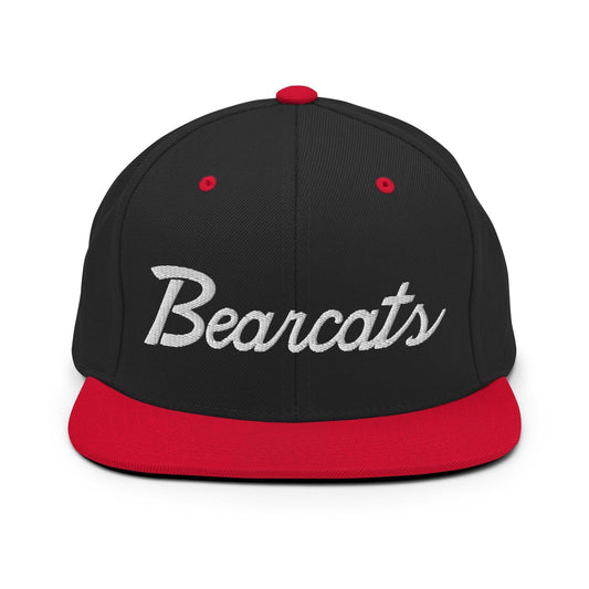 Bearcats School Mascot Script Snapback Hat Black/ Red