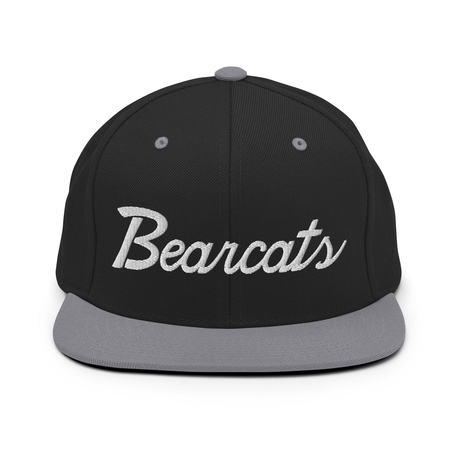 Bearcats School Mascot Script Snapback Hat Black/ Silver