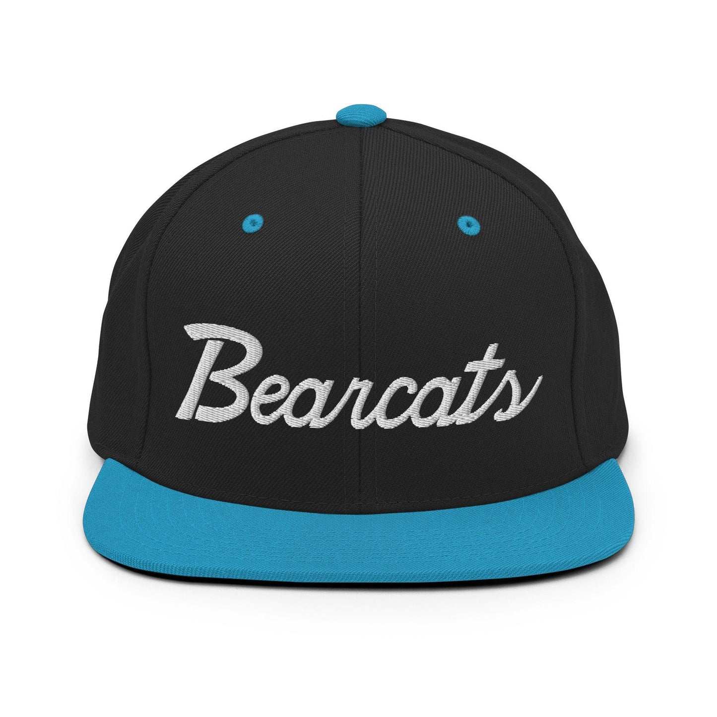 Bearcats School Mascot Script Snapback Hat Black/ Teal