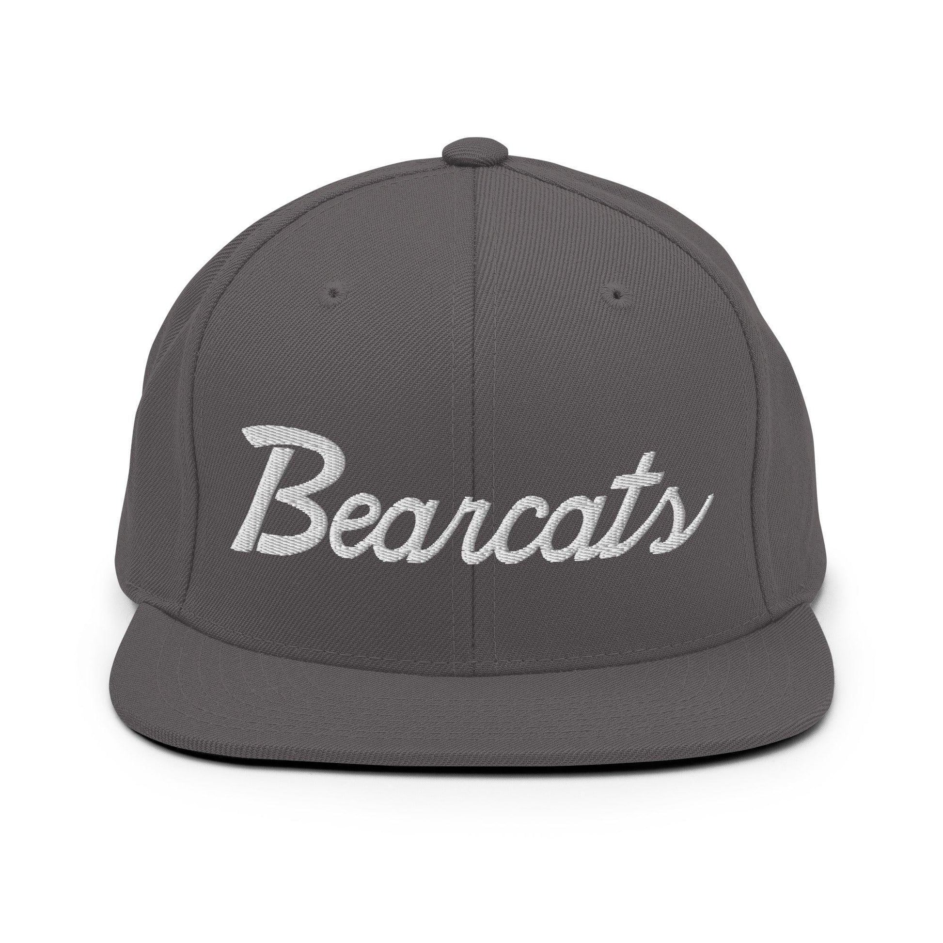 Bearcats School Mascot Script Snapback Hat Dark Grey