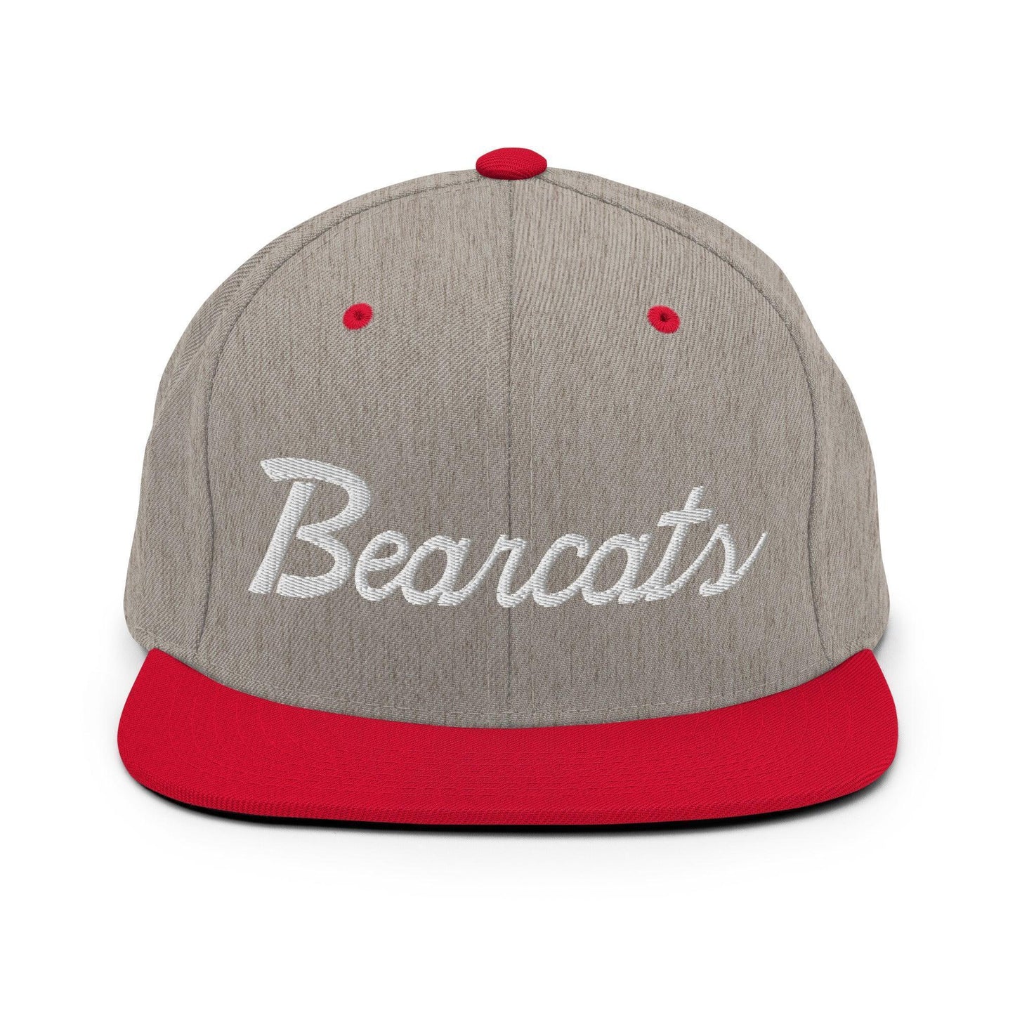 Bearcats School Mascot Script Snapback Hat Heather Grey/ Red