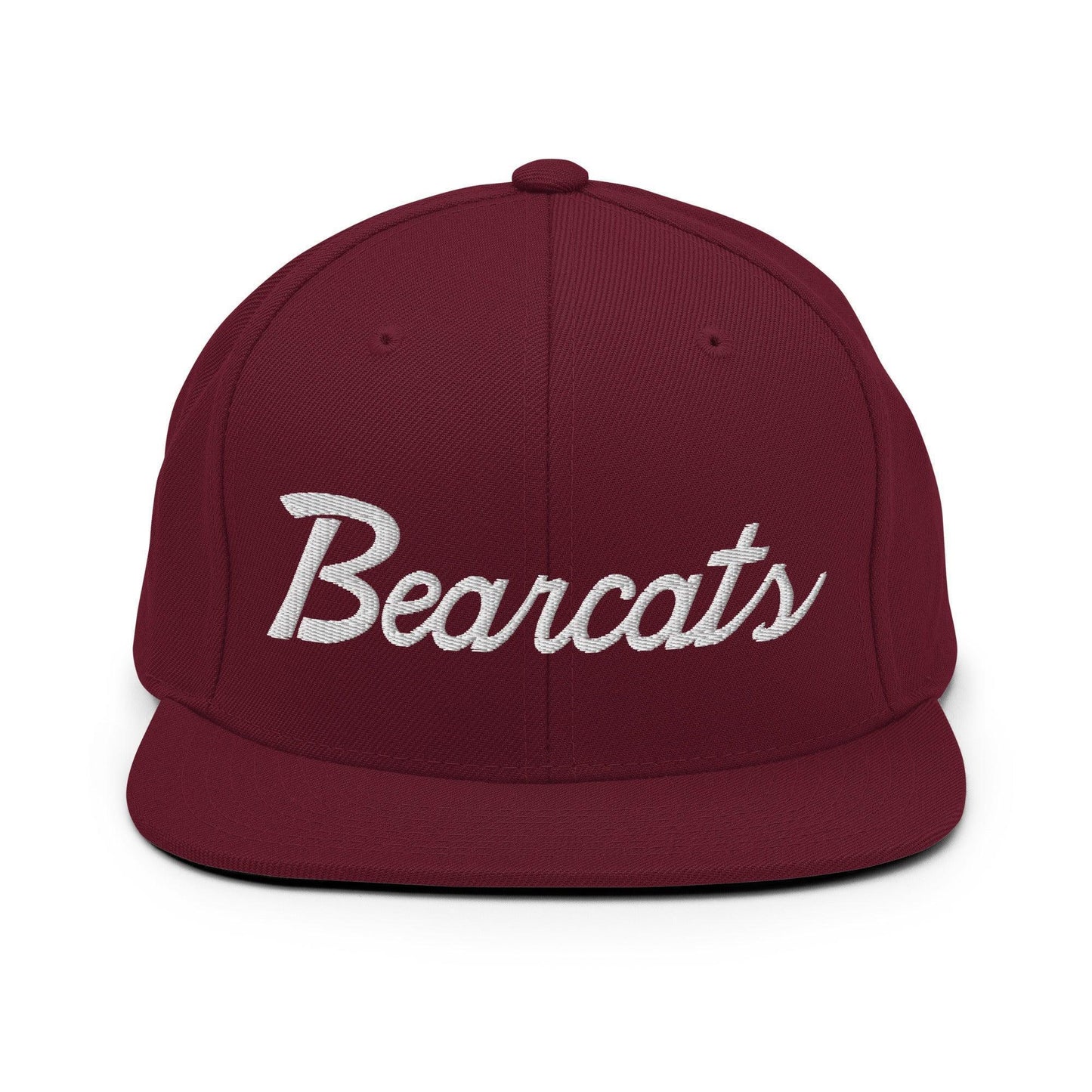 Bearcats School Mascot Script Snapback Hat Maroon