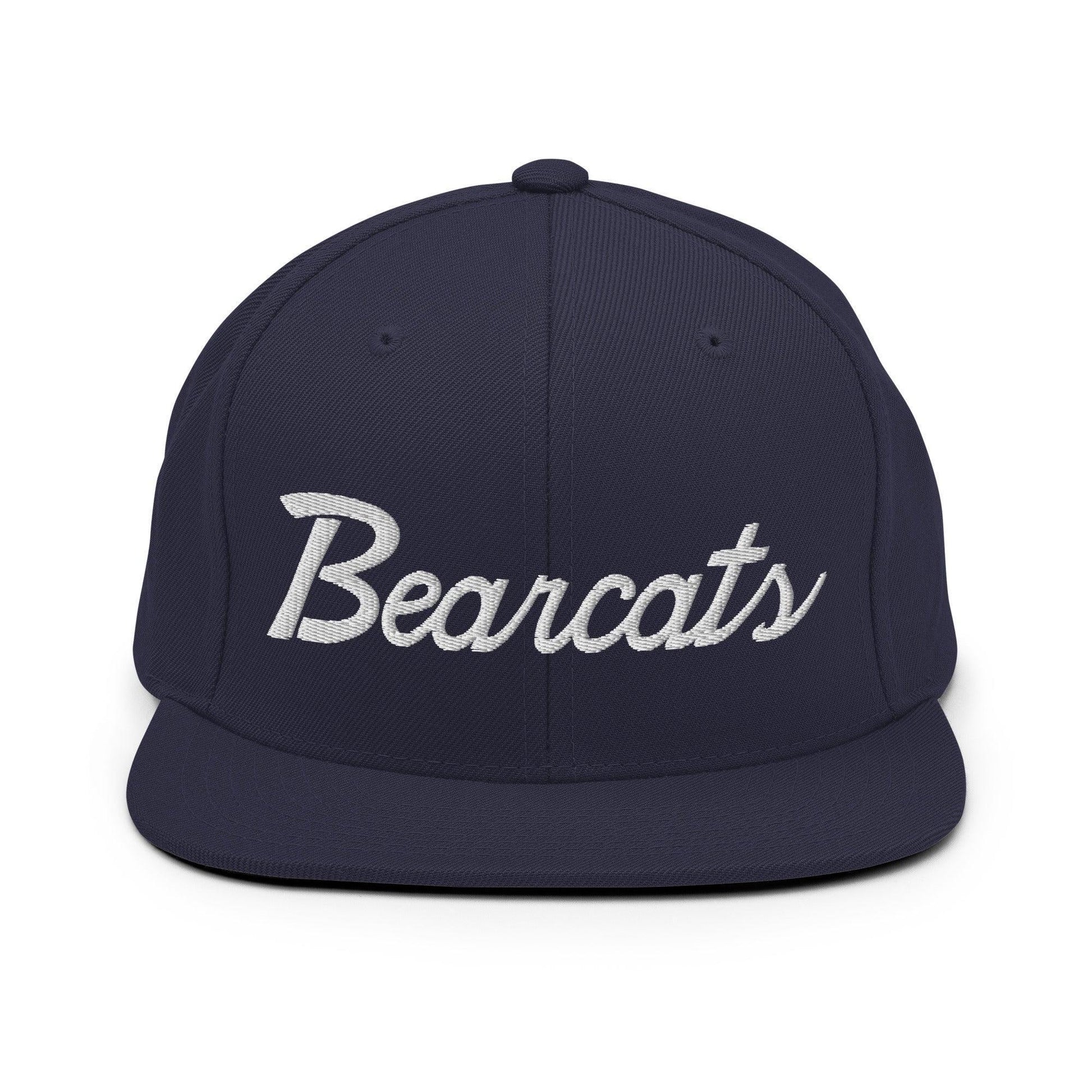Bearcats School Mascot Script Snapback Hat Navy