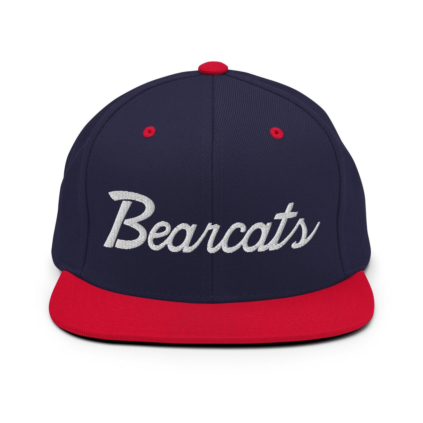 Bearcats School Mascot Script Snapback Hat Navy/ Red