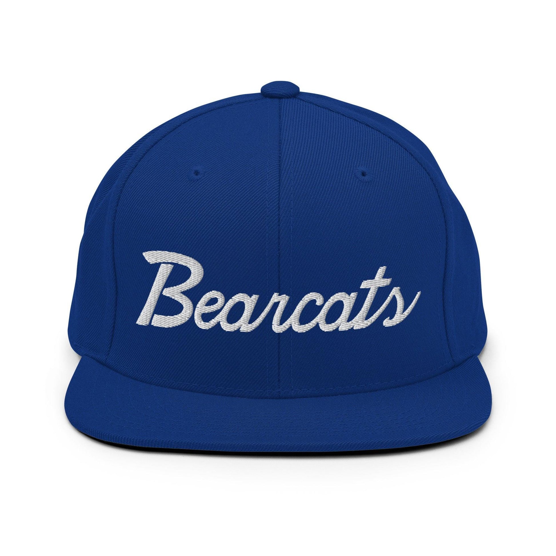 Bearcats School Mascot Script Snapback Hat Royal Blue
