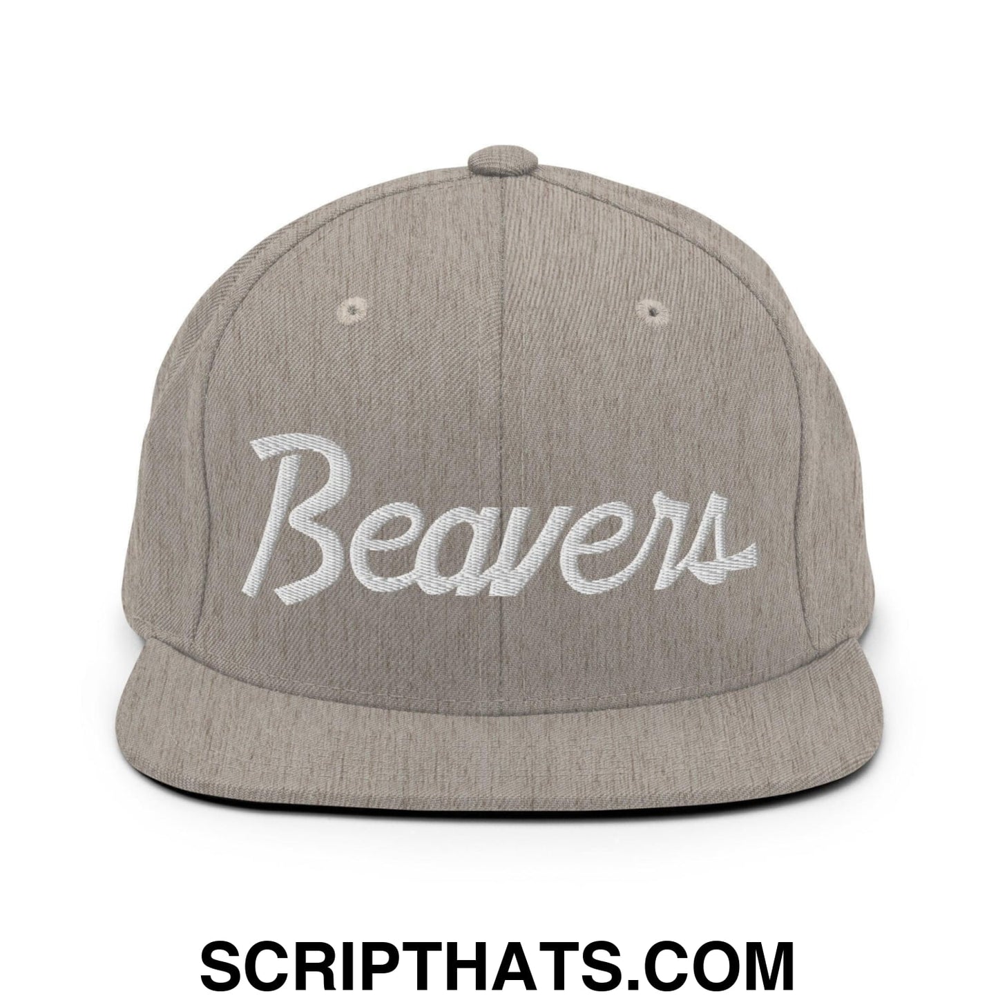 Beavers School Mascot Script Snapback Hat Heather Grey