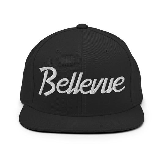 Bellevue Script Snapback Hat Black