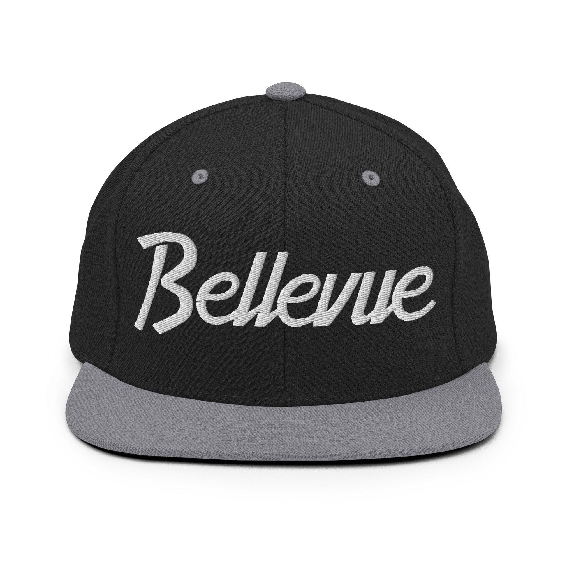 Bellevue Script Snapback Hat Black/ Silver