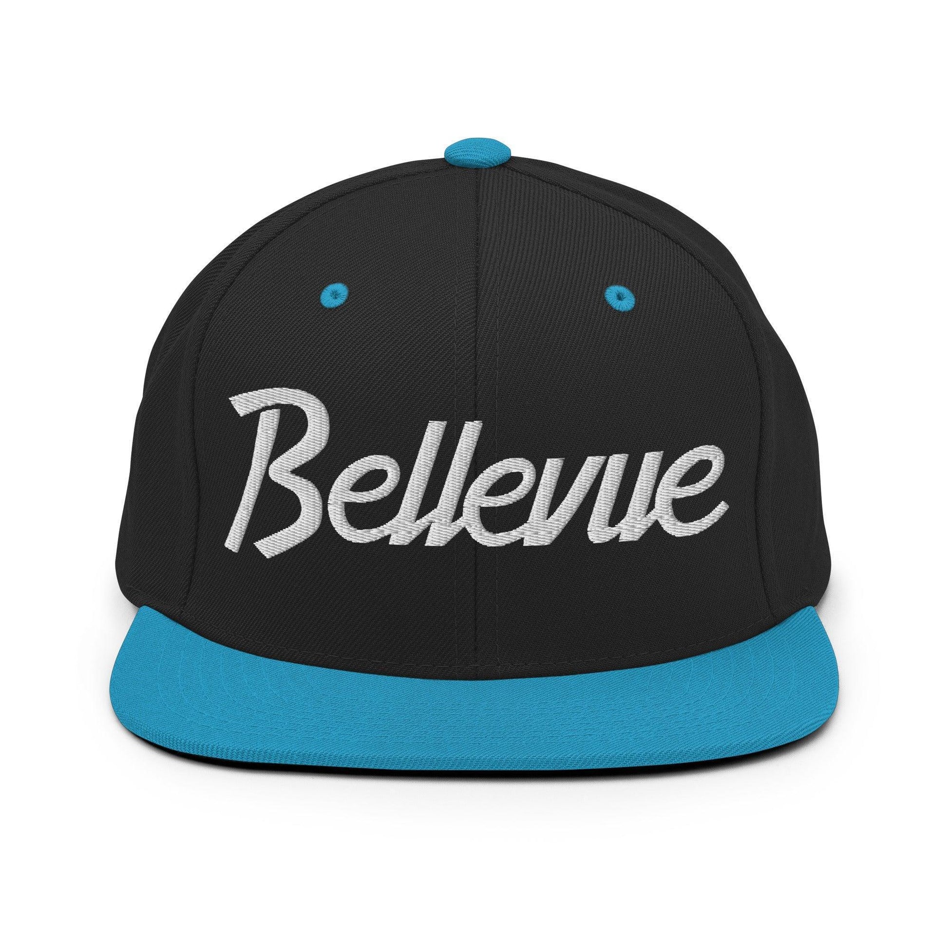 Bellevue Script Snapback Hat Black/ Teal