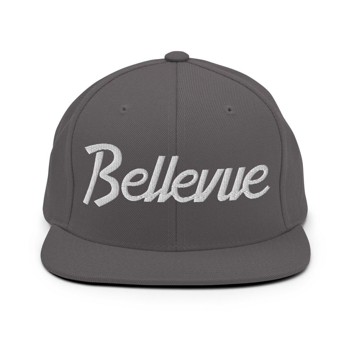 Bellevue Script Snapback Hat Dark Grey