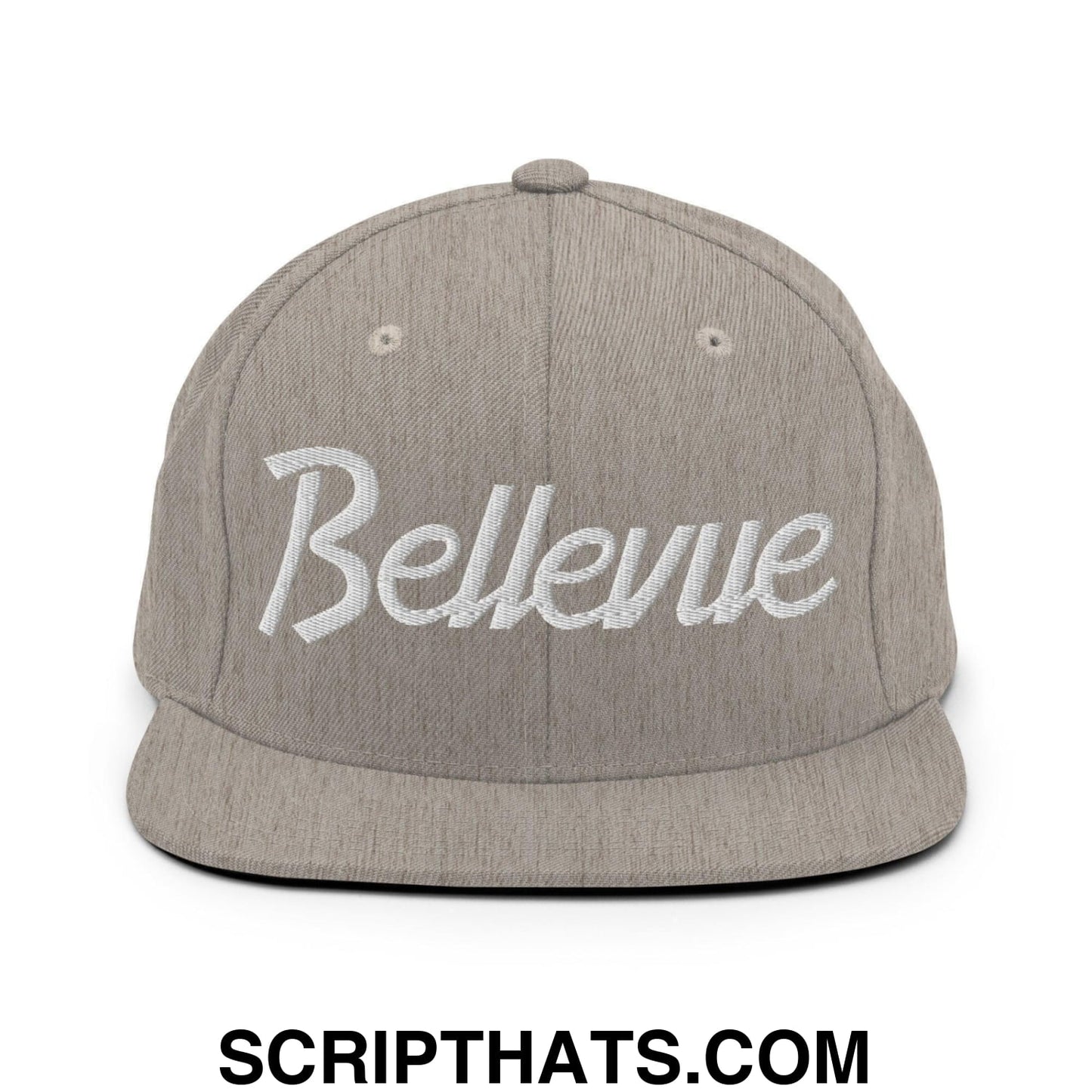 Bellevue Script Snapback Hat Heather Grey