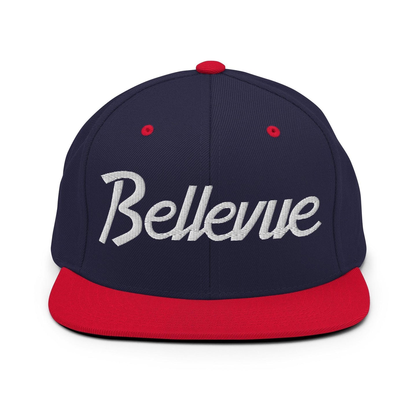 Bellevue Script Snapback Hat Navy/ Red