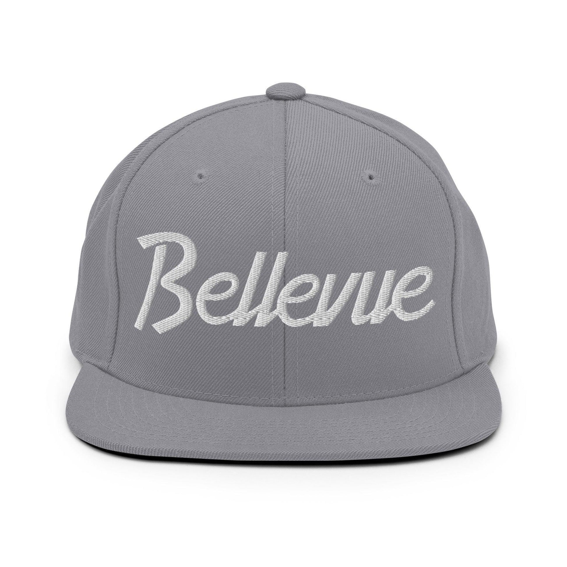 Bellevue Script Snapback Hat Silver