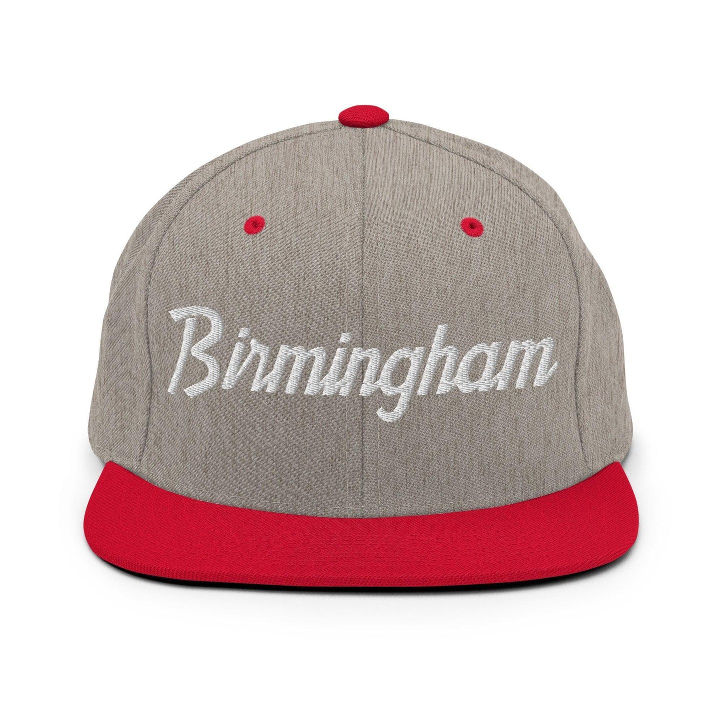 Birmingham Script Snapback Hat Heather Grey/ Red