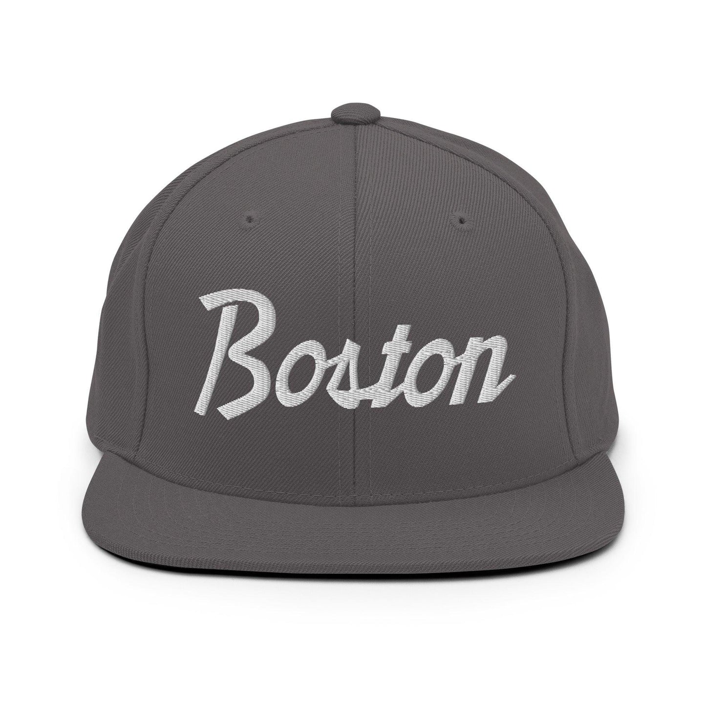 Boston Script Snapback Hat Dark Grey