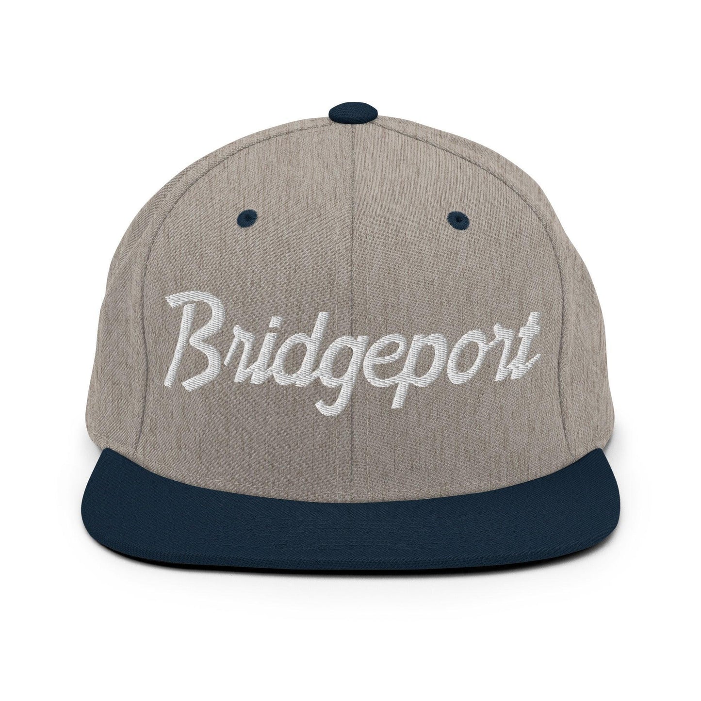 Bridgeport Script Snapback Hat Heather Grey/ Navy