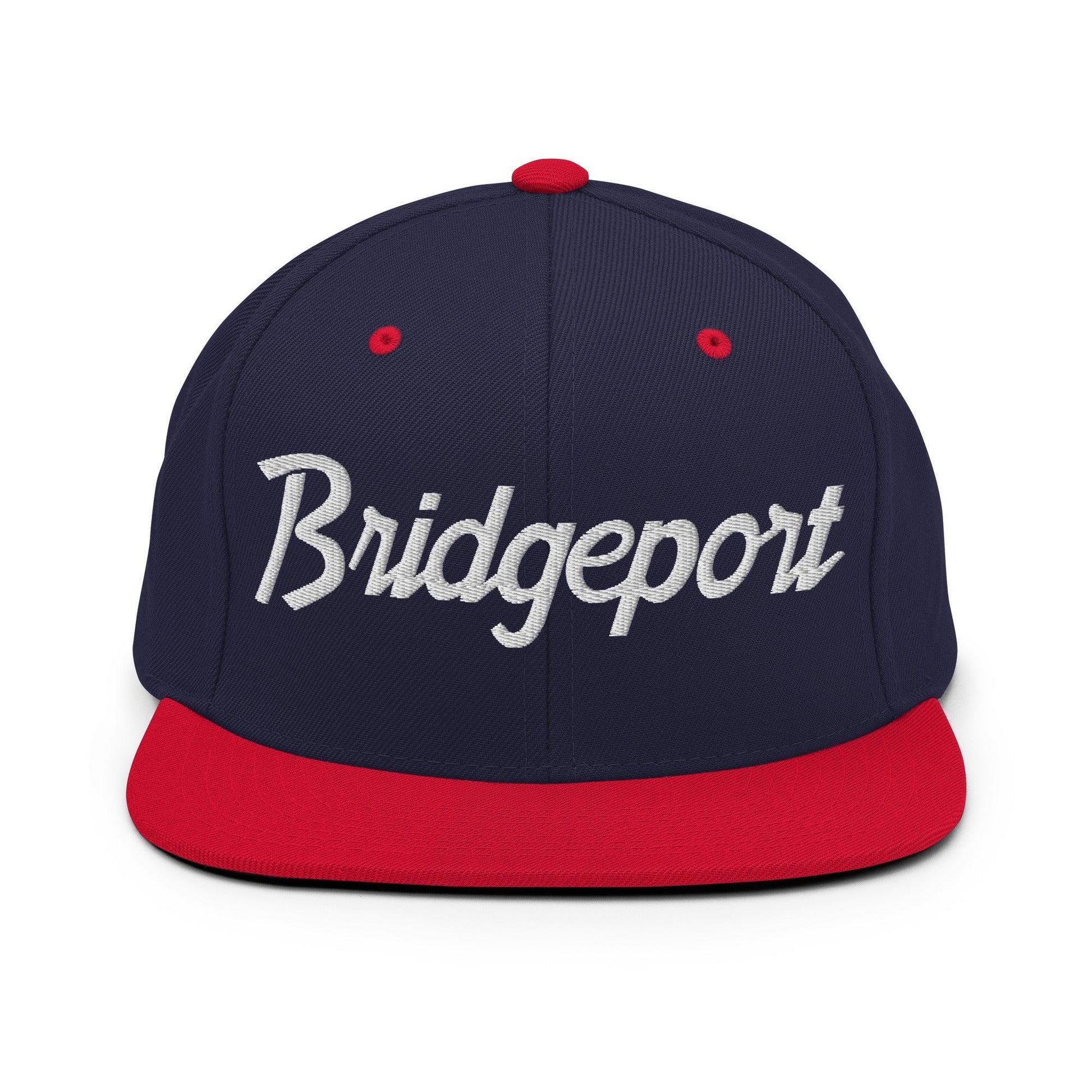 Bridgeport Script Snapback Hat Navy/ Red