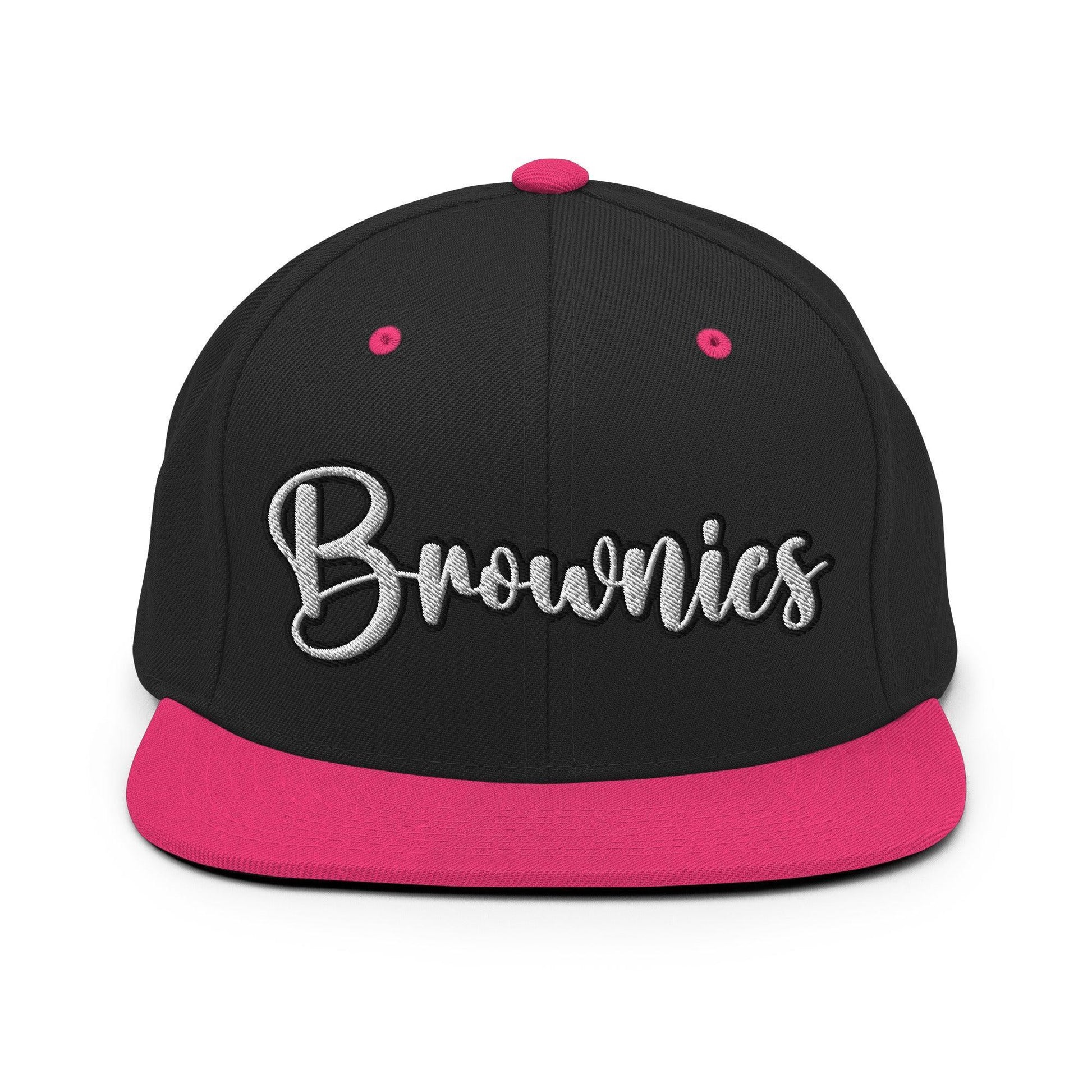 Brownies Script Snapback Hat Black/ Neon Pink
