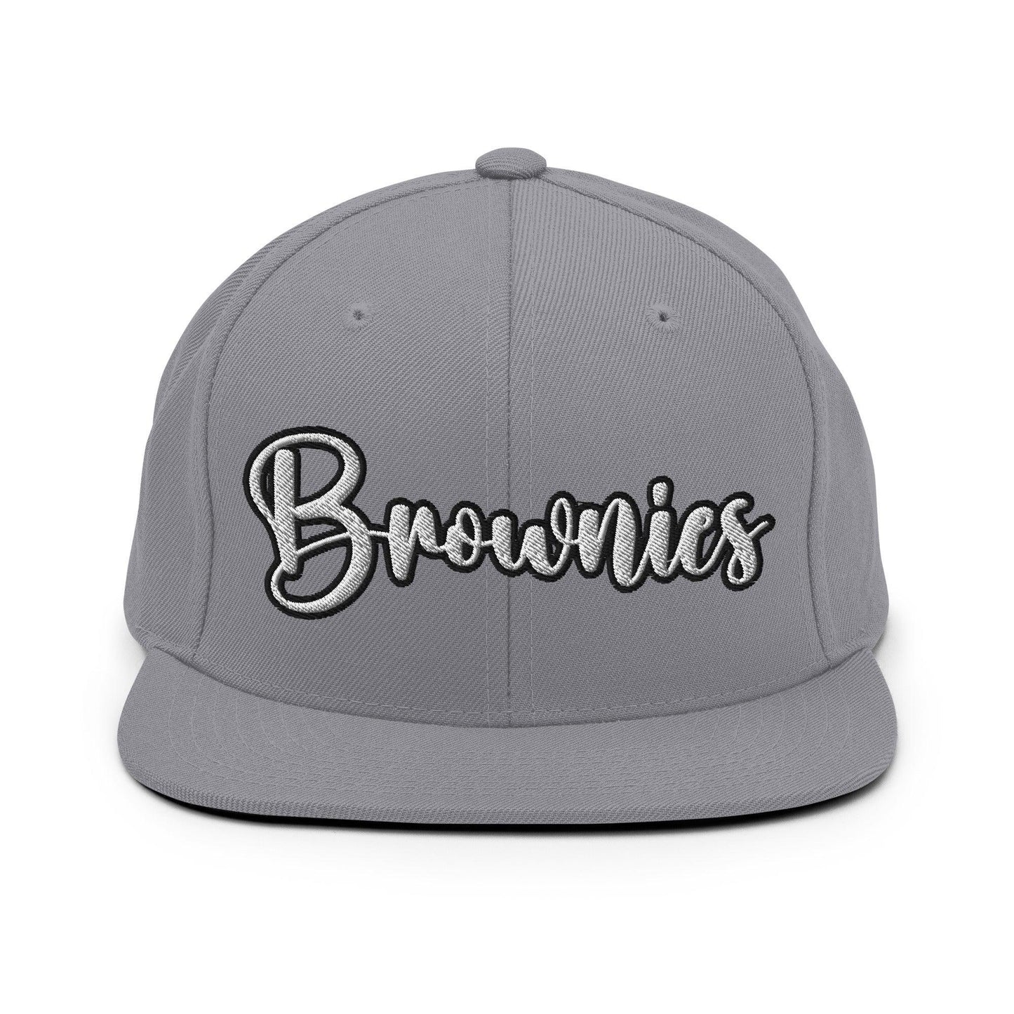Brownies Script Snapback Hat Silver