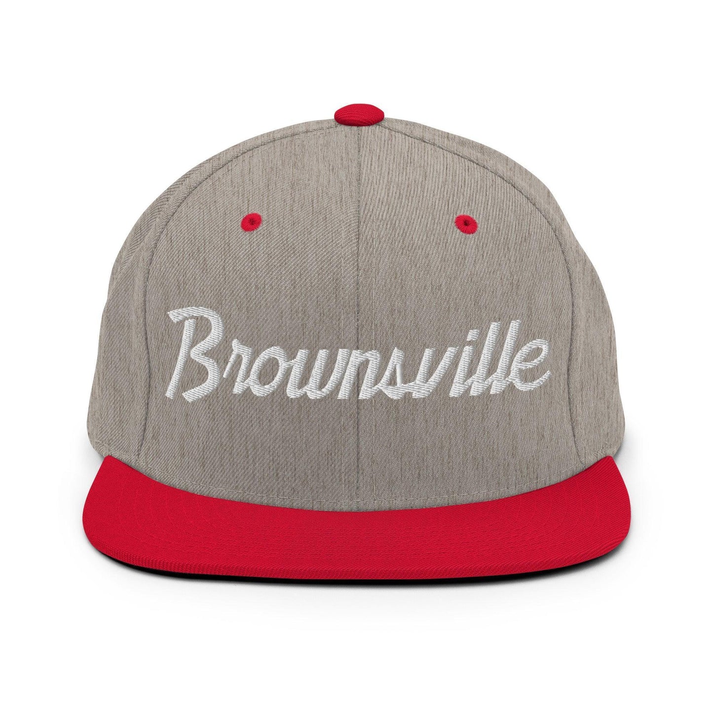 Brownsville Script Snapback Hat Heather Grey/ Red