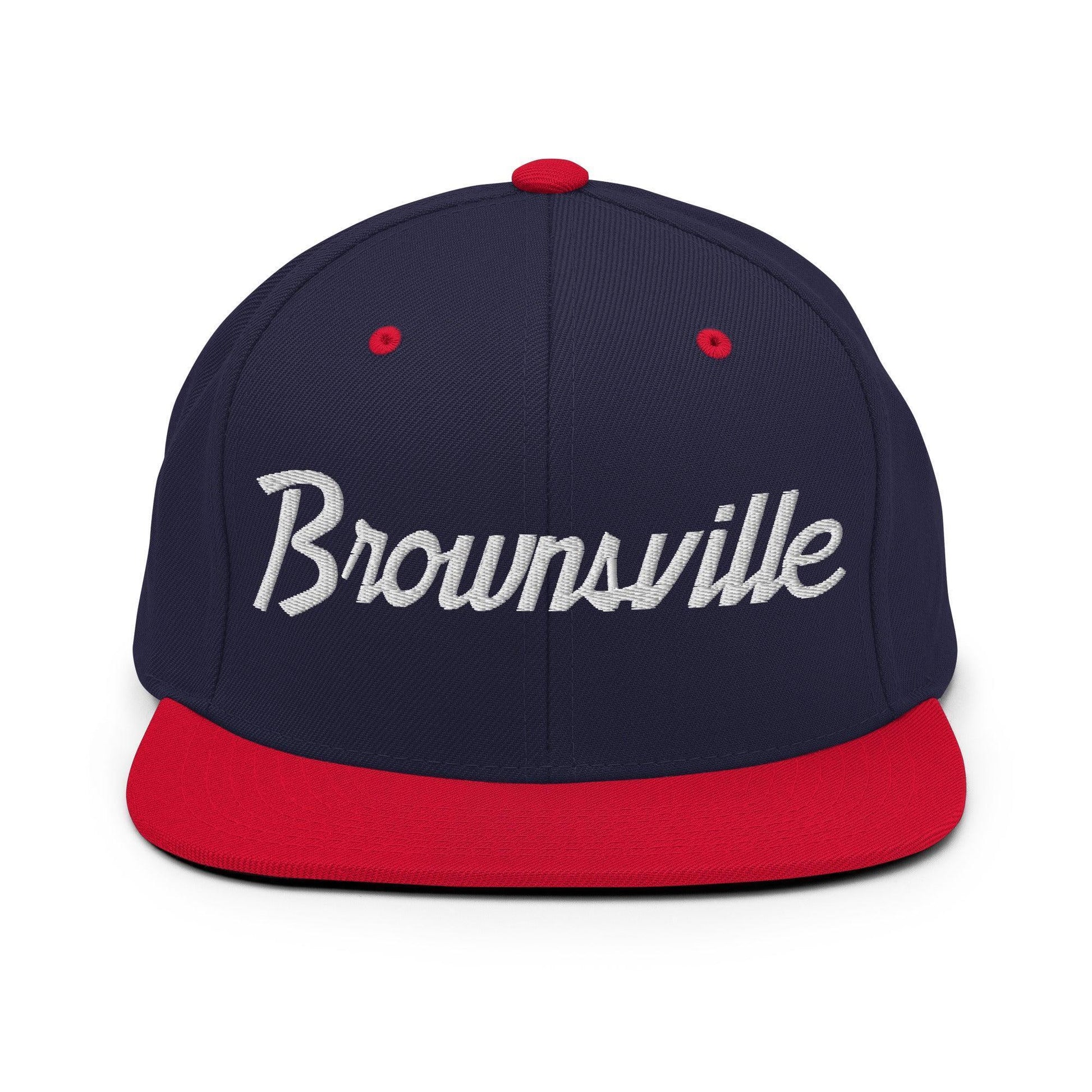 Brownsville Script Snapback Hat Navy/ Red