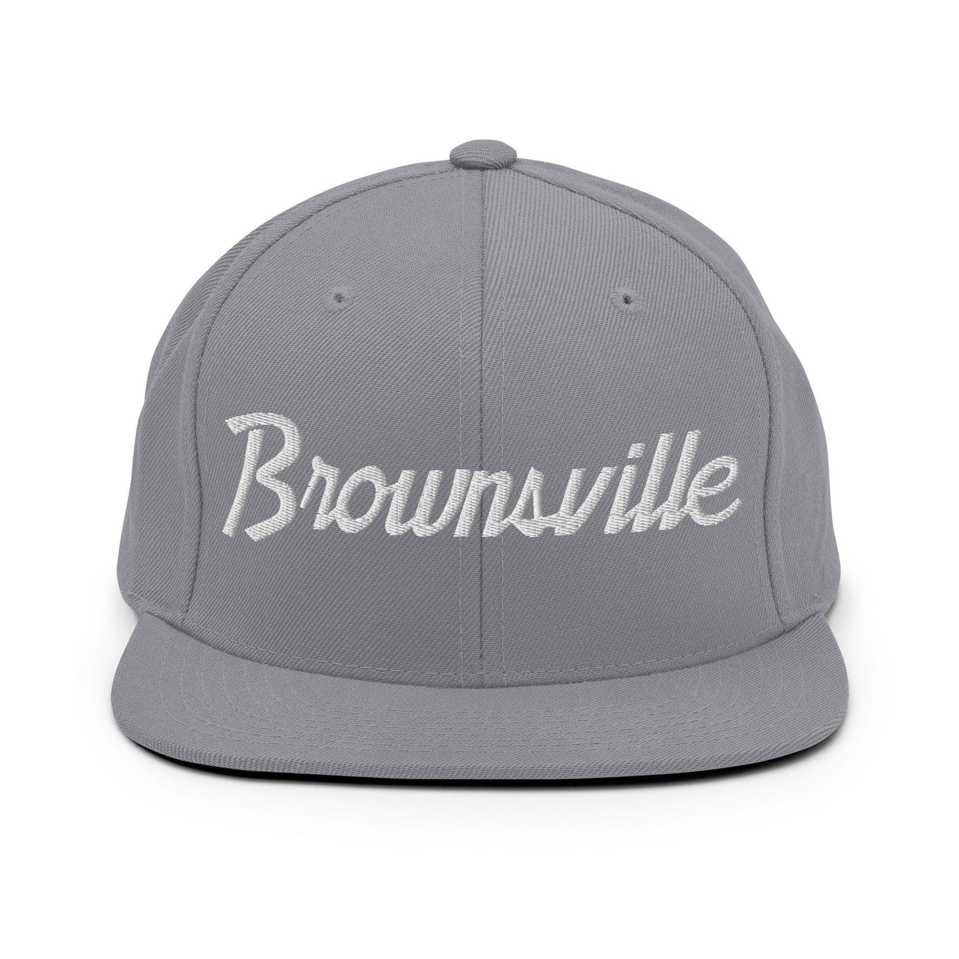 Brownsville Script Snapback Hat Silver