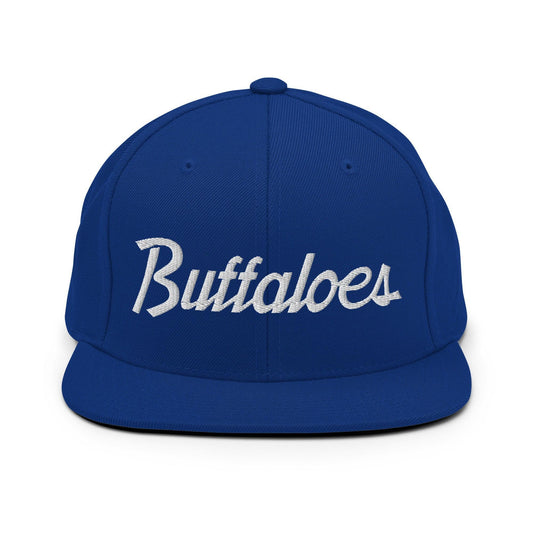 Buffaloes School Mascot Script Snapback Hat Royal Blue