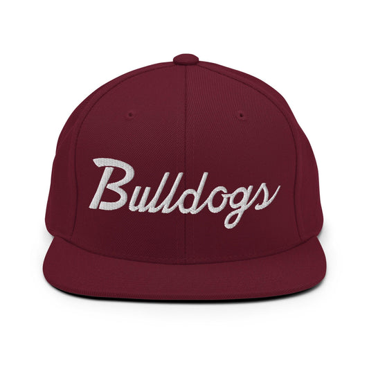 Bulldogs School Mascot Script Snapback Hat Maroon