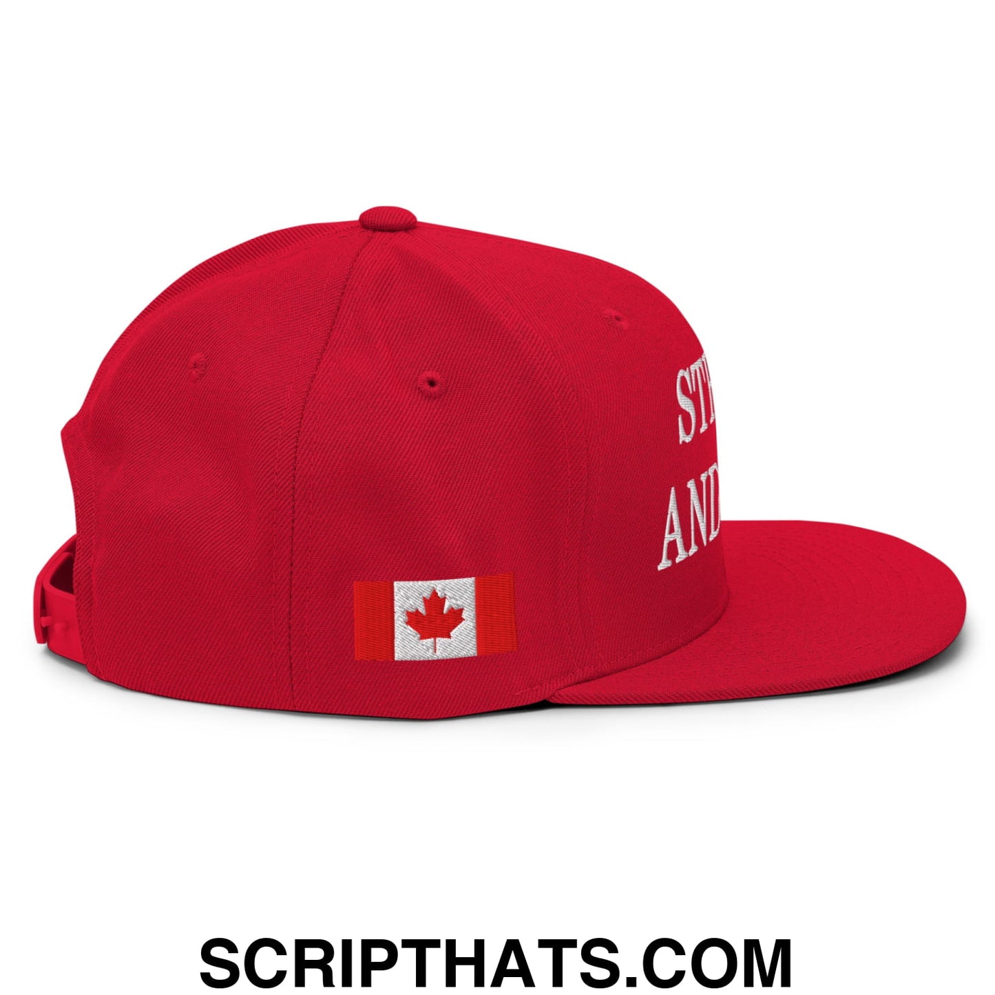 Canada Strong and Free 1867 Flag Embroidered Flat Brim Bill Snapback Hat Red